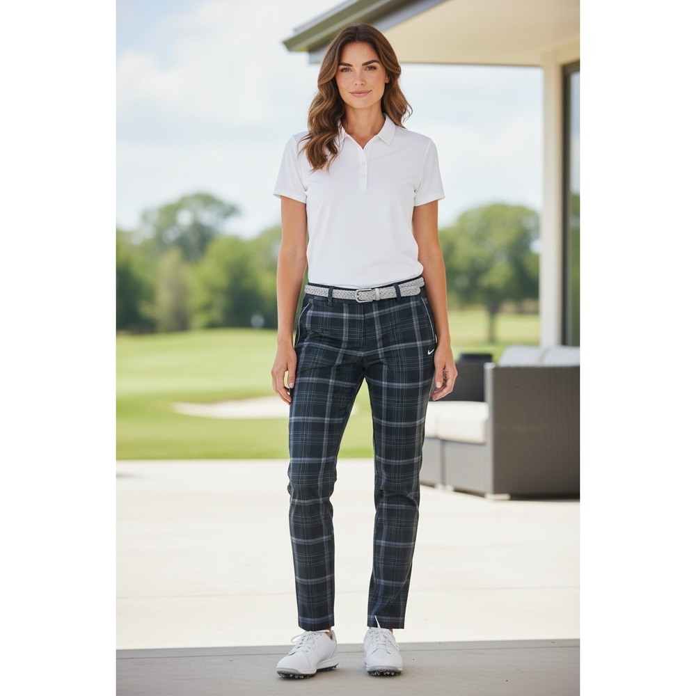 Nike Golf Pants 12 Black Grey Plaid Dri-FIT Tour Performance Sporty Performance